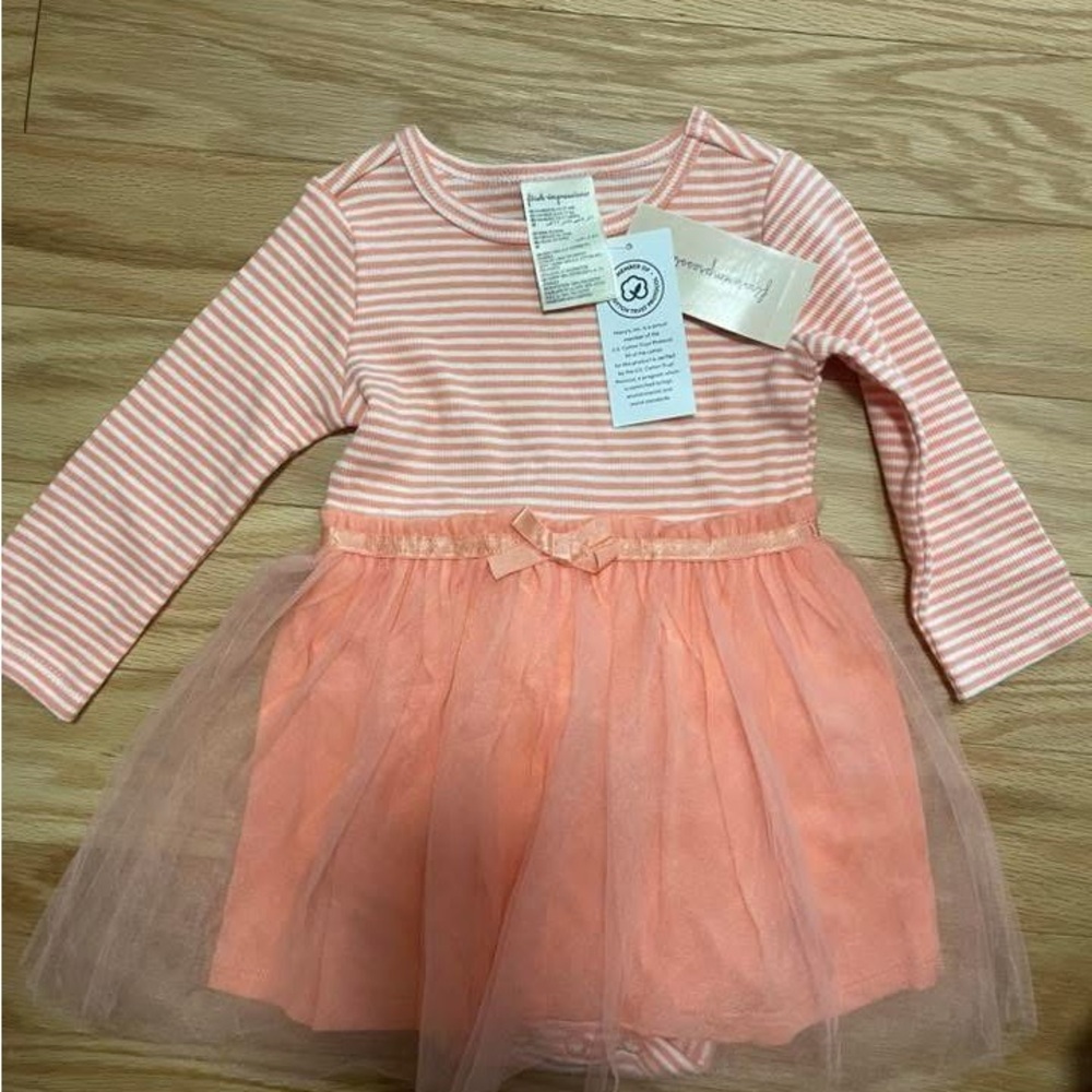 First Impressions Pink Striped Tulle Dress